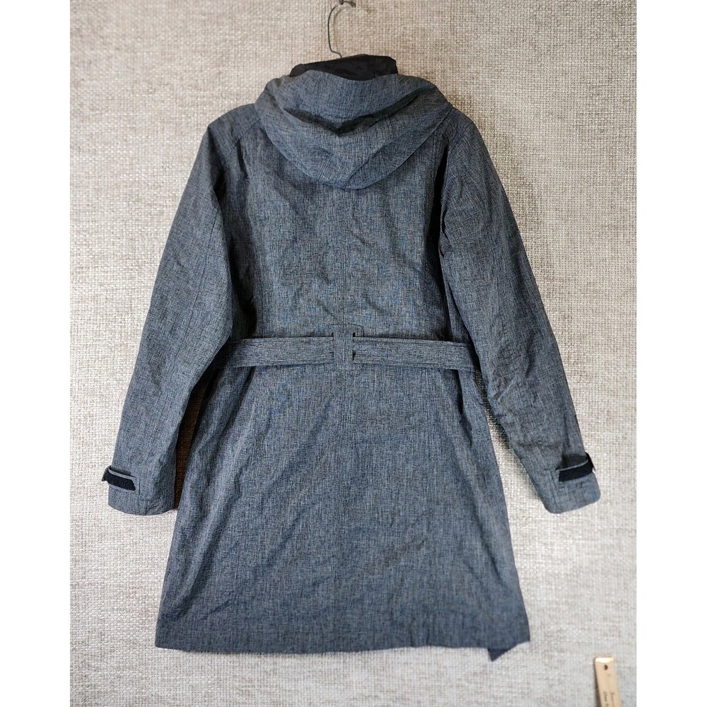 REI E1 Elements Detachable Hood Trench Coat Womens M Gray Rain Jacket Belted - Picture 9 of 14